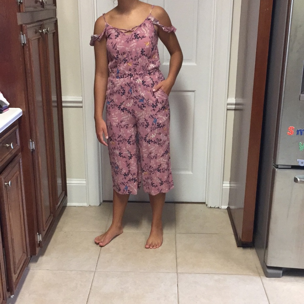 Pink long romper $5